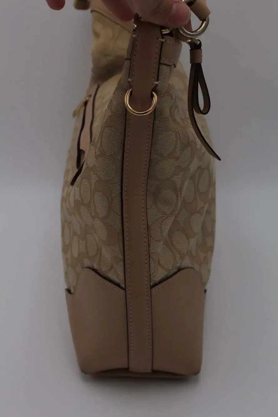Coach F34824 Ivie Hobo Bag Khaki Light Khaki Signature Jacquard